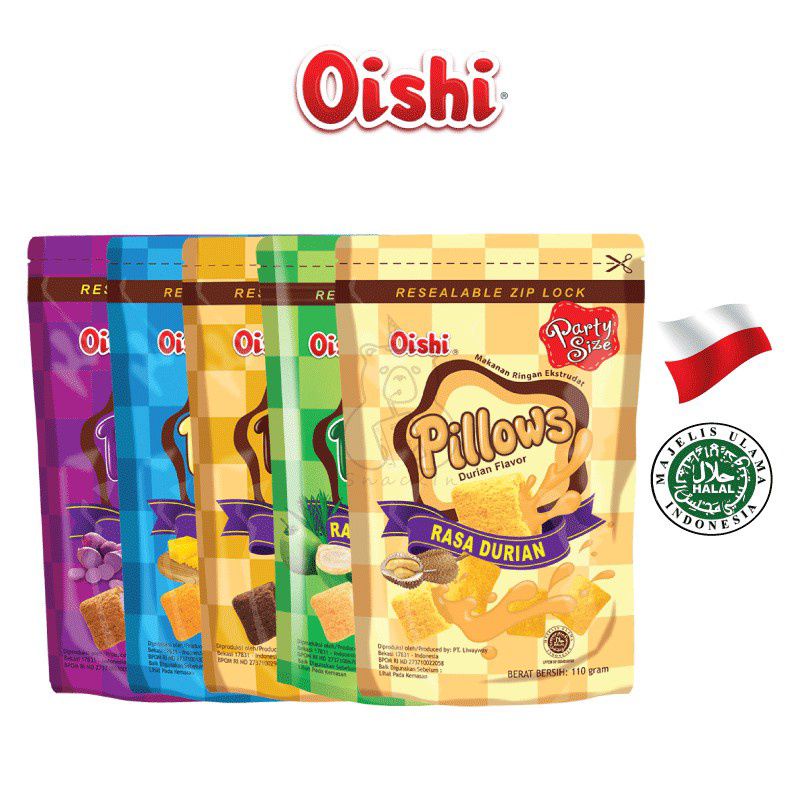 

Snack Oishi Pillows Coklat Taro Ubi 110g