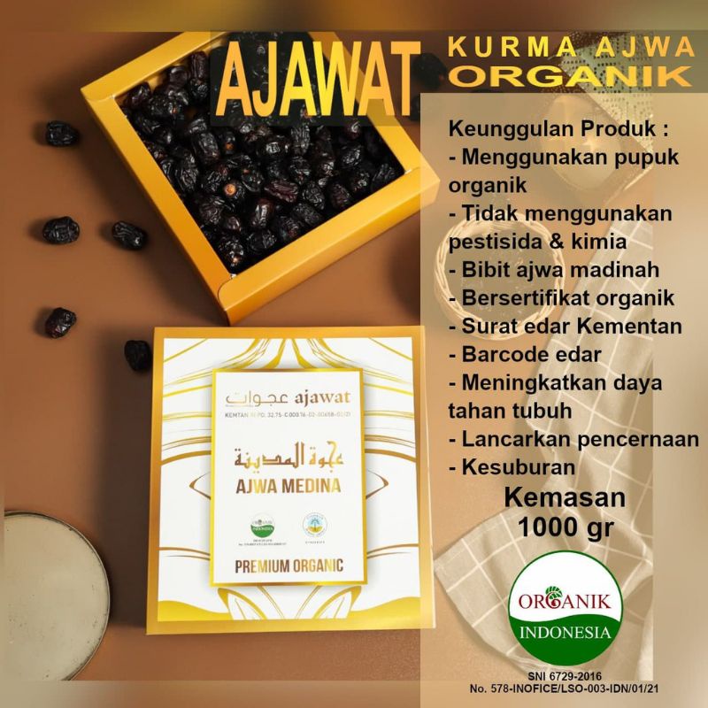 

Promo Kurma Ajwa Medina Premium Organic 1Kg Asli Orginal 1000gram