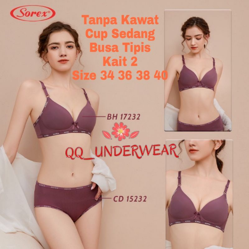 Bra Sorex 17232 Bh Tanpa Kawat Busa Tipis Cup Sedang Size 34-40 Kait 2 / BH Sorex 17232 Super Soft Terlaris / Bh Sorex 17232 / Bra Sorex 17232