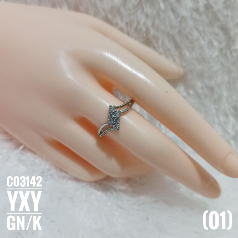 Cincin Yaxiya Zircon warna Silver C03142