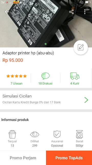 Adaptor Printer Hp (abu-abu)