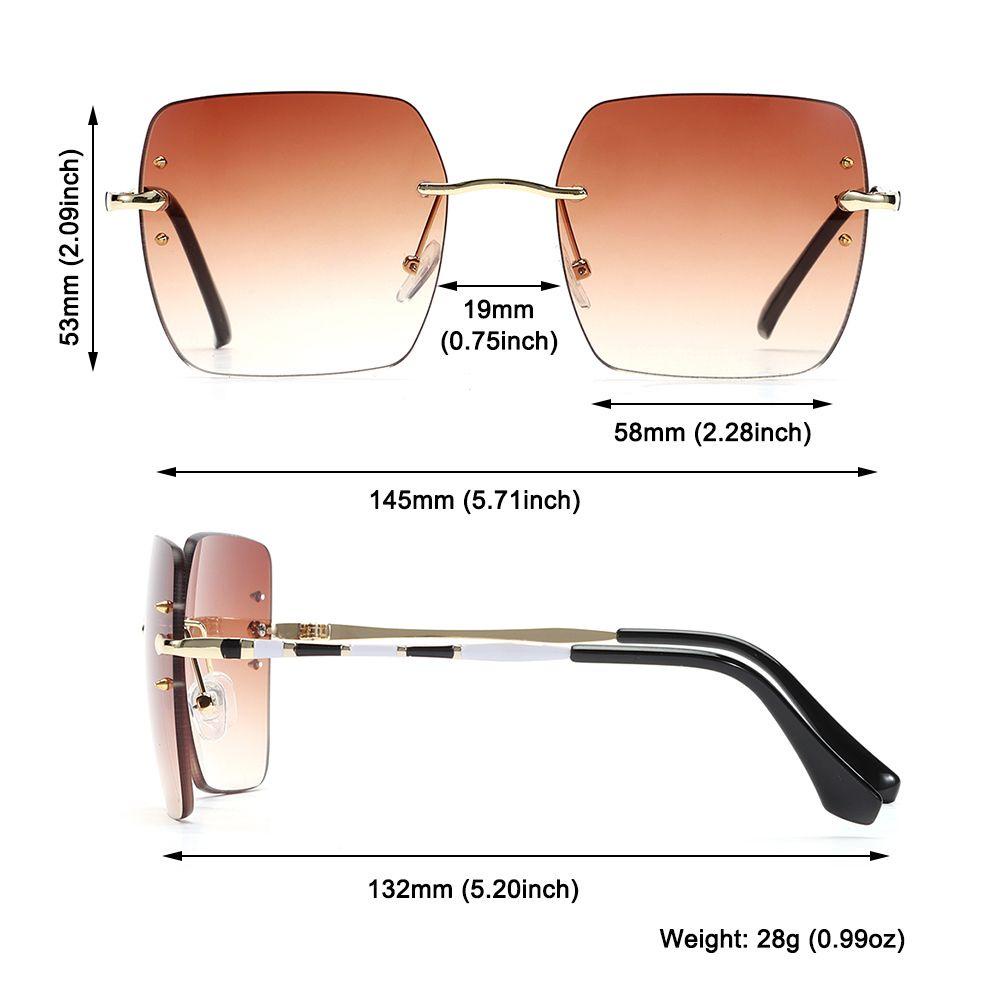 Kacamata Hitam Persegi Nanas Fashion Perlindungan UV400 Tanpa Bingkai Shades