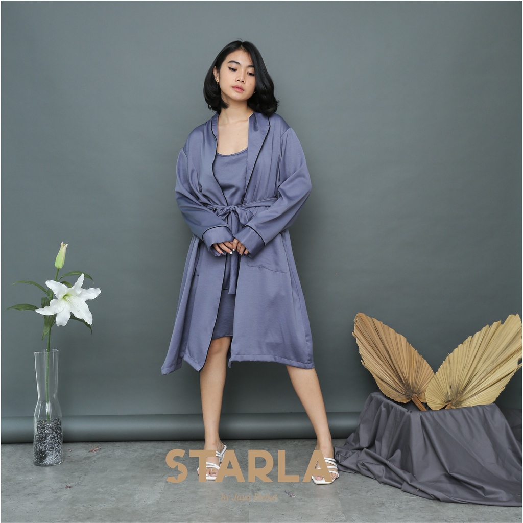 KIMONO DRESS SATIN PIYAMA BAJU TIDUR WANITA SATEN DEWASA LOUISA STARLA