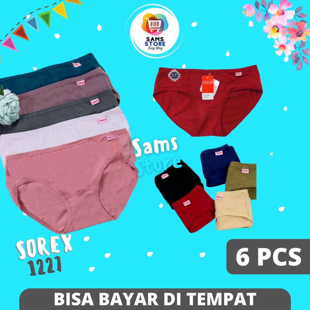 6 Pcs Pakaian Dalam Wanita Sorek Cd Basic Mini Katun Mix 1227 Ukuran M L XL XXL Undewear Celana Dala