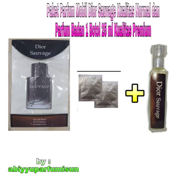 Paket Parfum Mobil Dior Sauvage dan Parfum Badan Sauvage Kualitas Premium Ukuran 25 ml