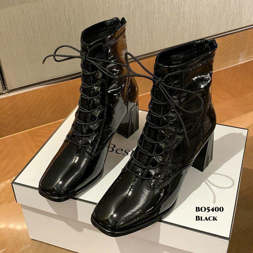 ✅PINKEY P043 Restock Sepatu Glossy Heels Model Boots Korea