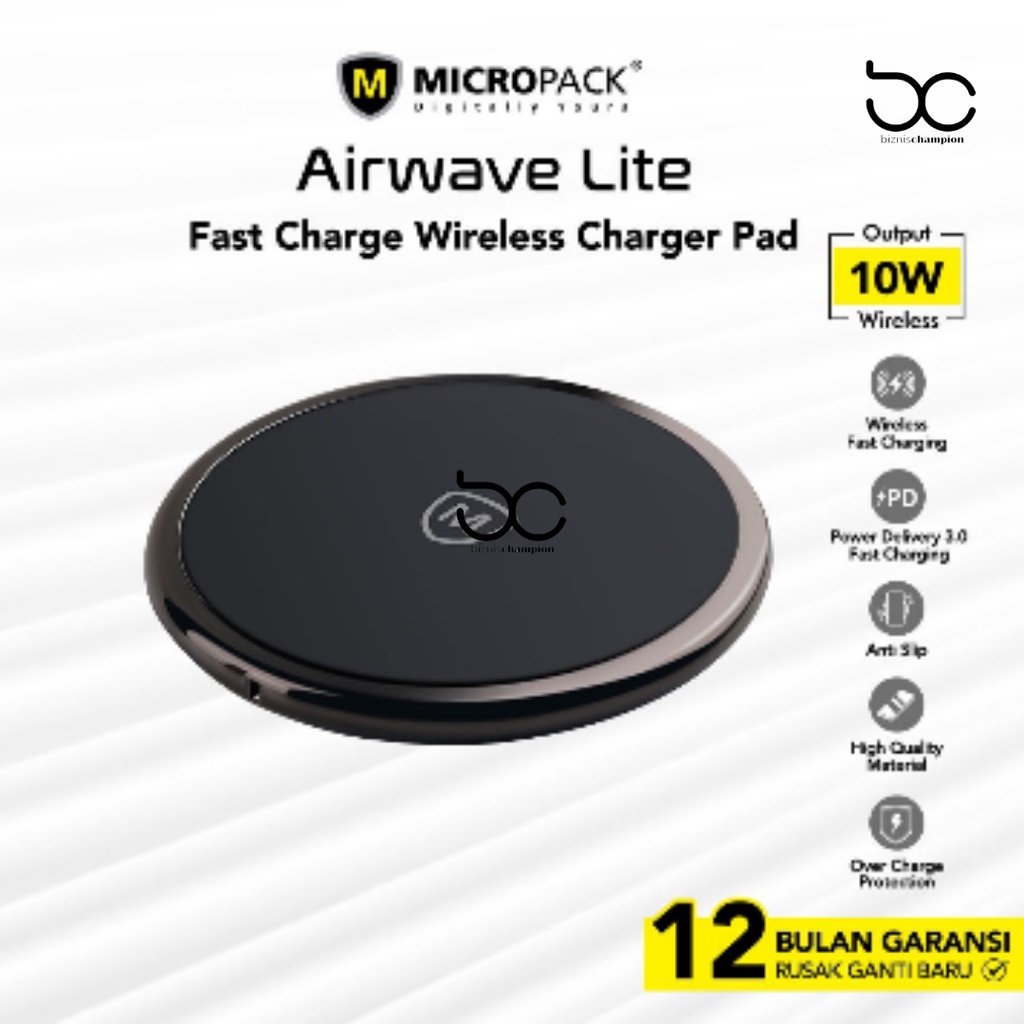 Micropack Fast Charging Wireless Charger Pad with USB-C PD Input (WCP-10PD) ORIGIINAL