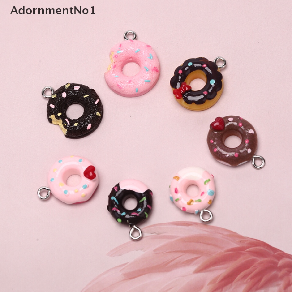 (AdornmentNo1) 10pcs / Set Liontin Bentuk Donat Bahan Resin Untuk Kerajinan Tangan DIY