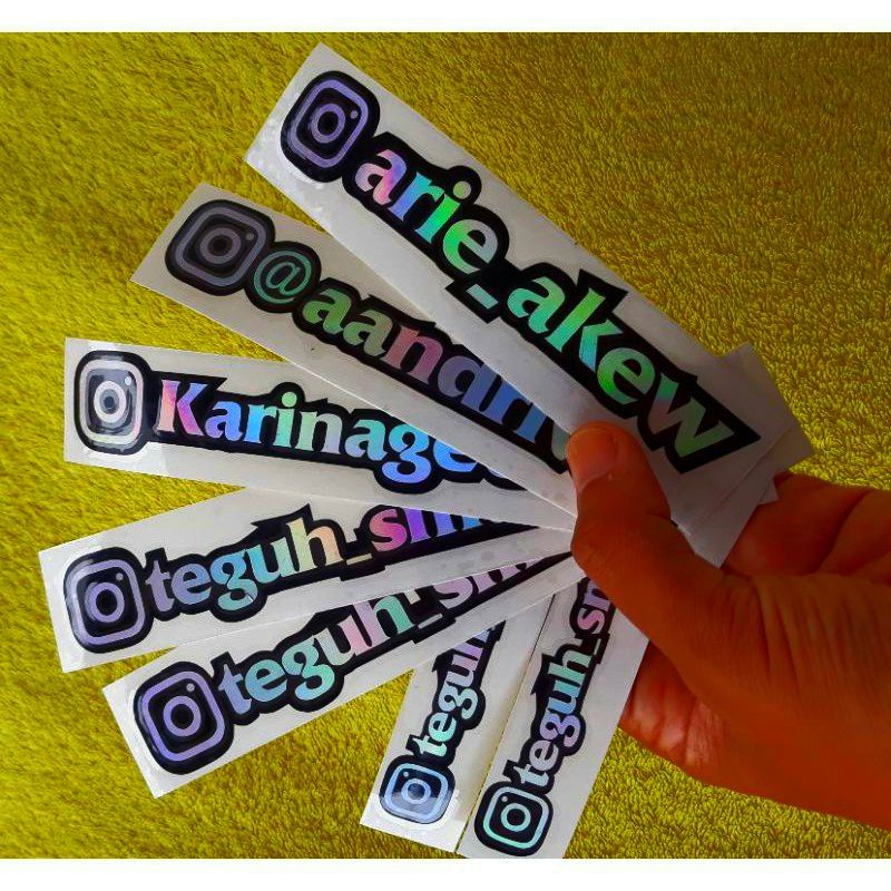 

sticker hologram custom nama IG,