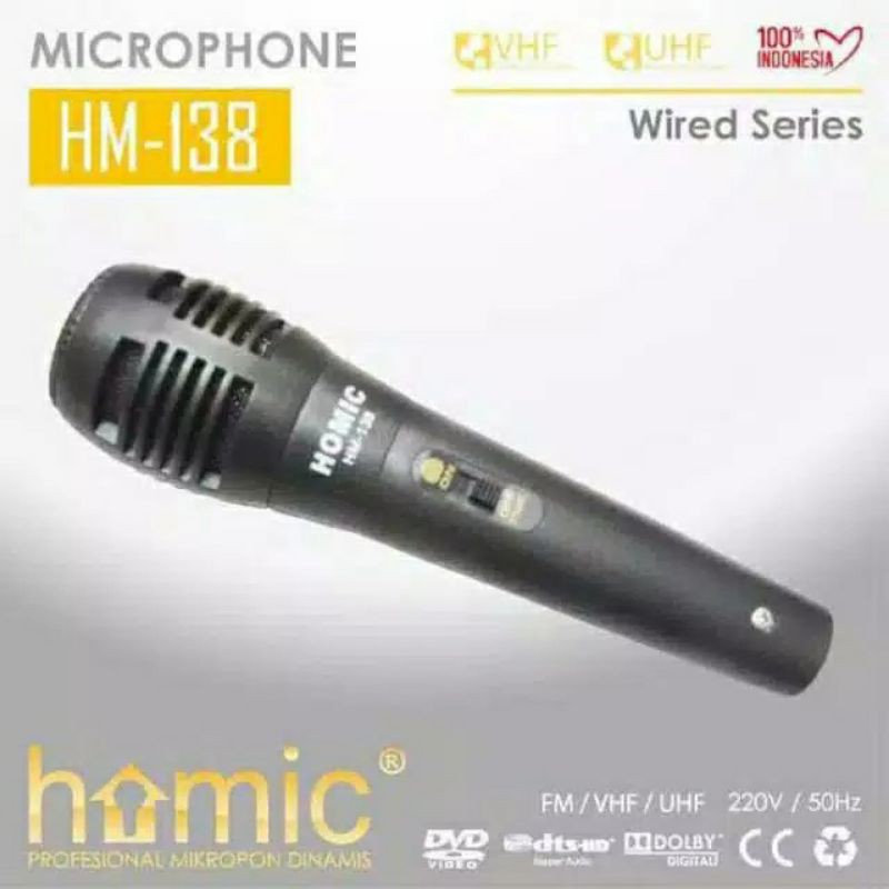 Microphone Homic HM-138 - Mic Kabel - Mic Homic - Original Homic - Mic Single