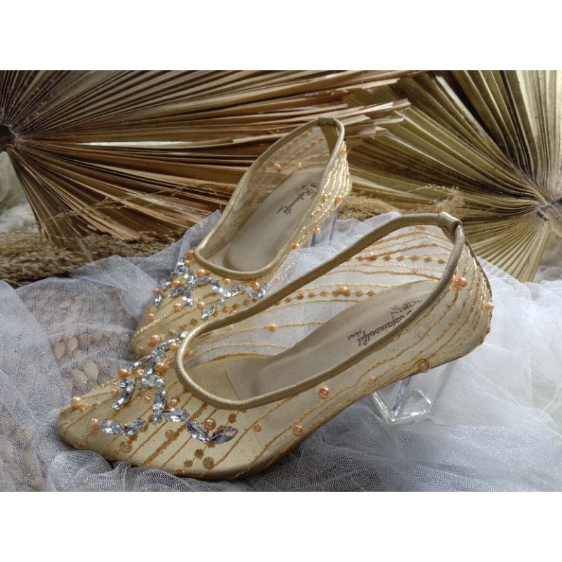 sepatu gold merrisa sepatu cantik wanita sepatu wedding