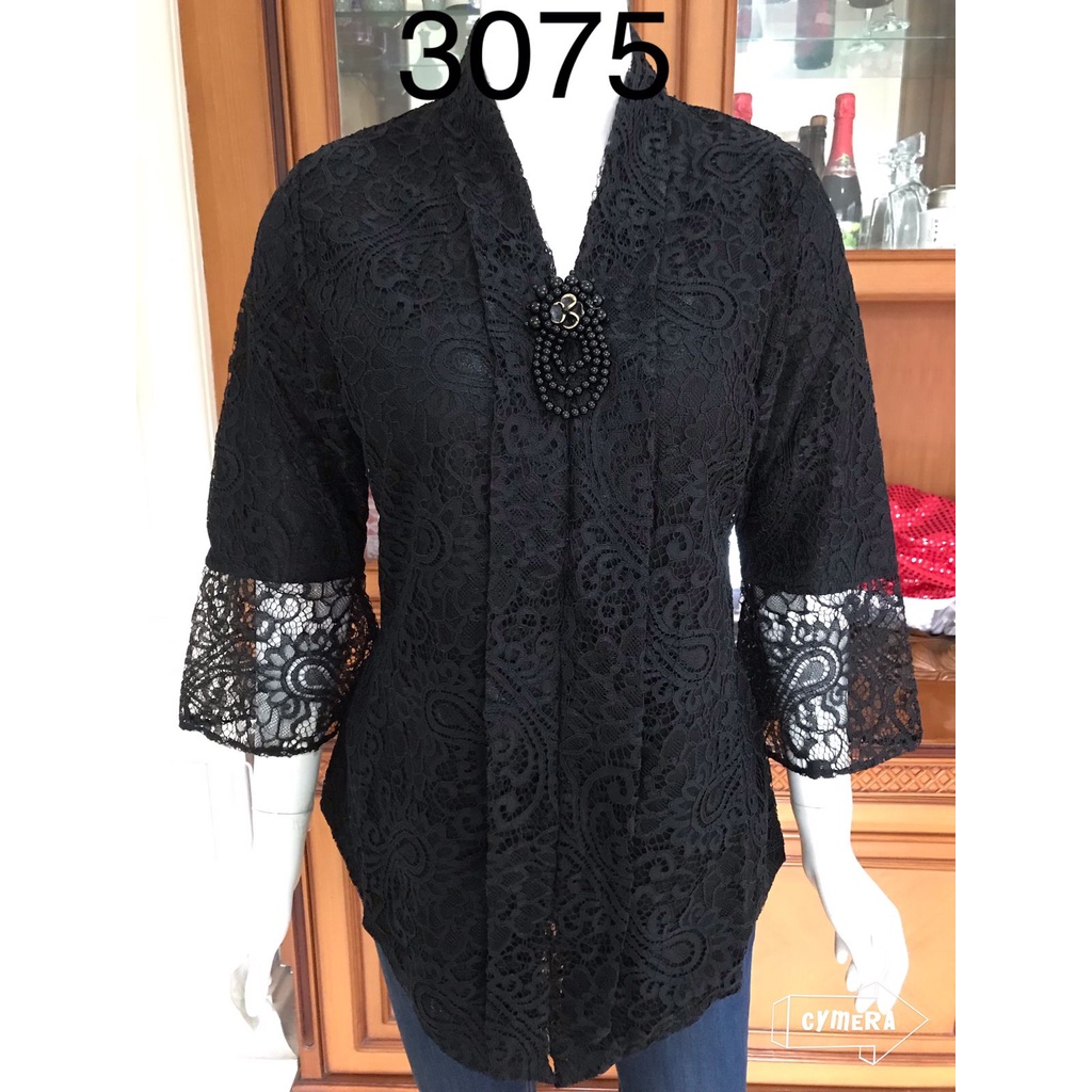 3075 Kebaya bros full brukat alexuez kartini hitam
