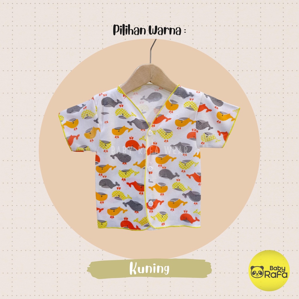 BAJU BAYI TANGAN PENDEK MOTIF PAUS SIZE 0 - 3 BULAN SNI SAFFENDA ( PAUS )-3