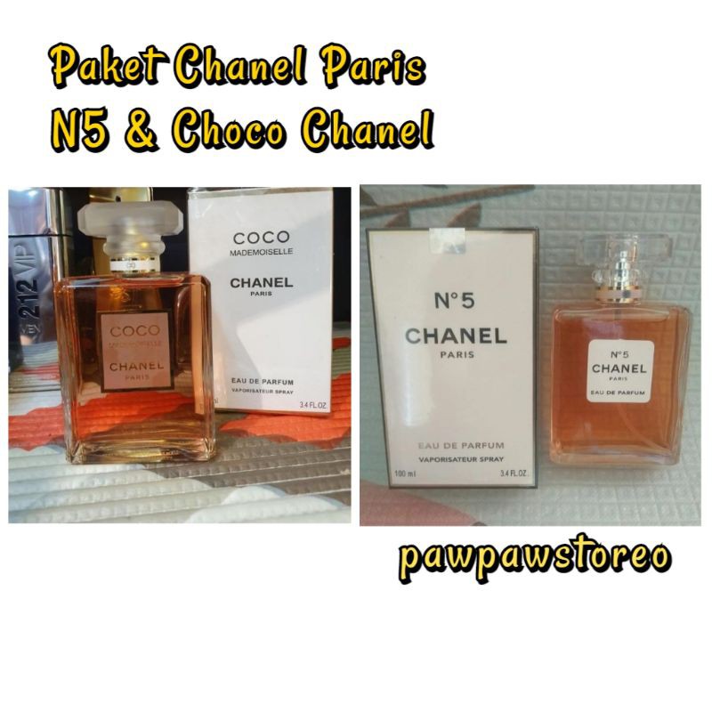 PAKET 2 PARFUM CHANEL PARIS N5 & CHOCO CHANEL ORIGINAL 100ML