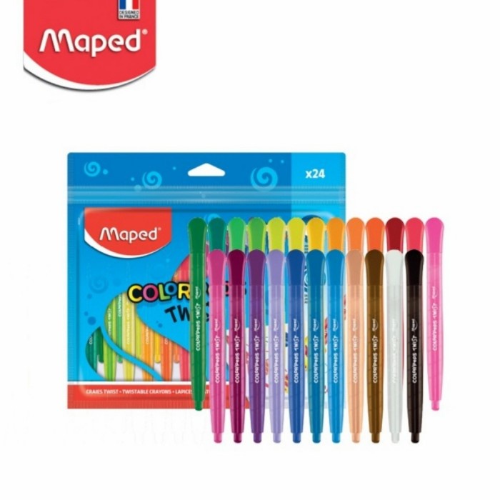 

Unik Crayon Anak Ada Casing Tangan Bebas Kotor 24 Maped Color Peps Twist Bagus