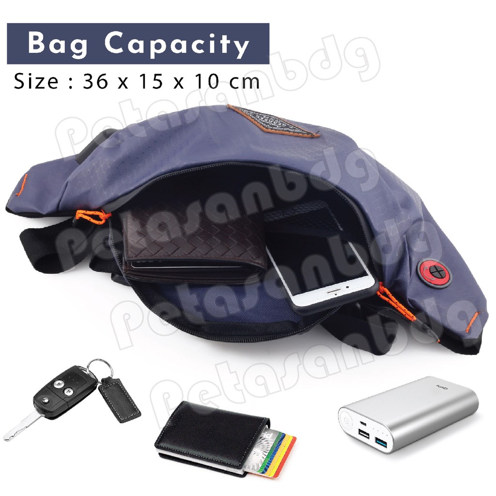 PTS - Tas Selempang Pria Waistbag Gear Bag 13110 VERM + FREE USB EXTENTIONS CABLE with CHARGING PORT