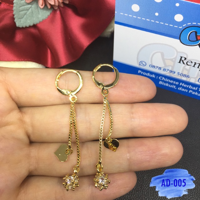 Anting Lapis Emas Bentuk Permata Putih ~ Perhiasan ~ Jewelry