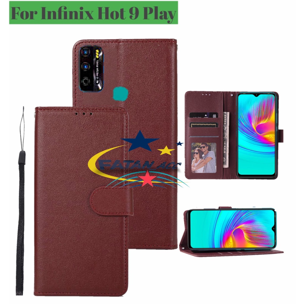 INFINIX HOT 9 PLAY FLIP LEATHER CASE PREMIUM-FLIP WALLET CASE KULIT UNTUK INFINIX HOT 9 PLAY- CASING