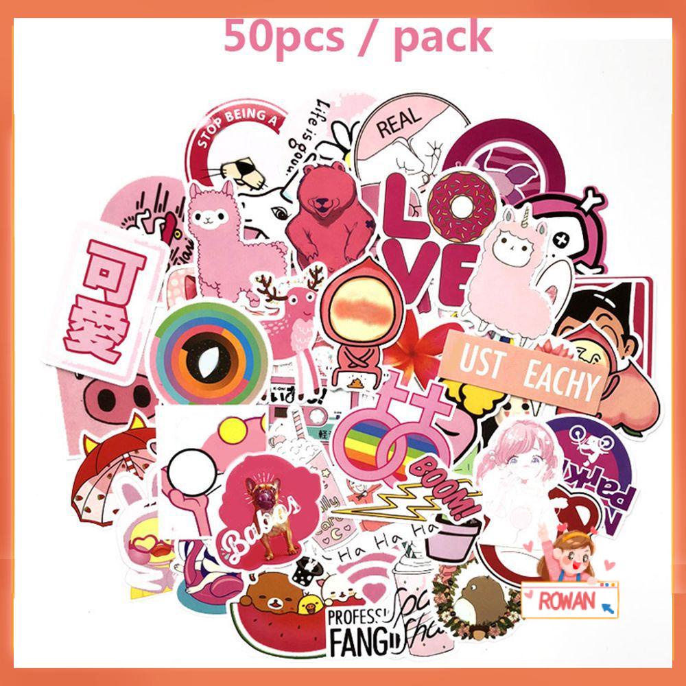 R-flower 50pcs / Pak Stiker Motif Kartun Bunga Untuk Dekorasi Koper / Sepeda / Craft DIY