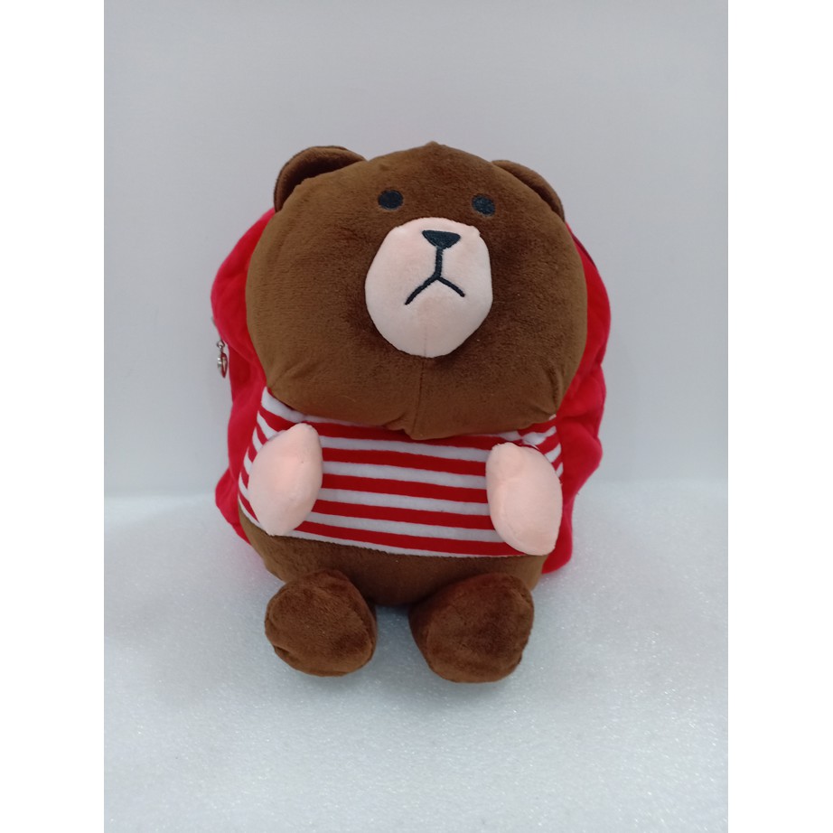 Tas Ransel Anak Brown Line | Tas Ransel Boneka Lucu | Tas Ransel Anak Cowok Paud