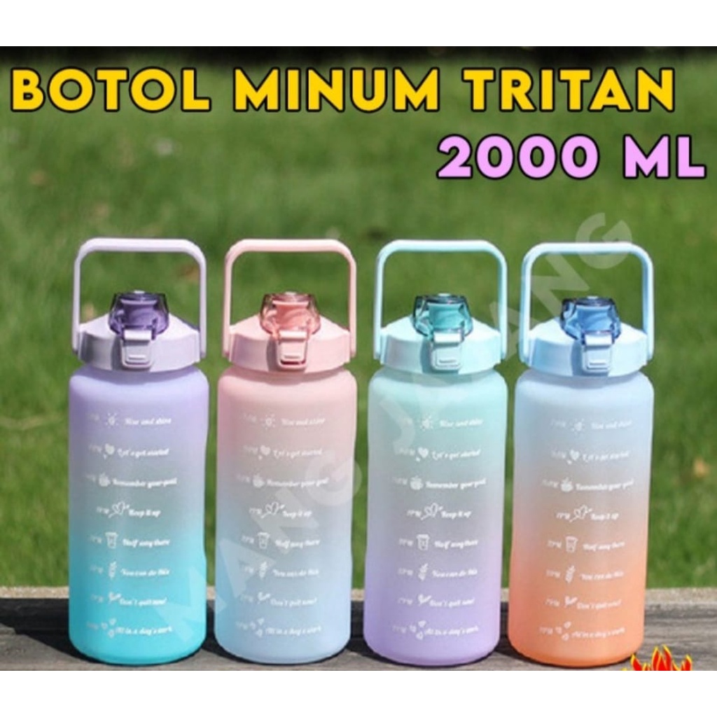 BOTOL MINUM MOTIVASI PENANDA WAKTU TRITAN JUMBO 2 LITER