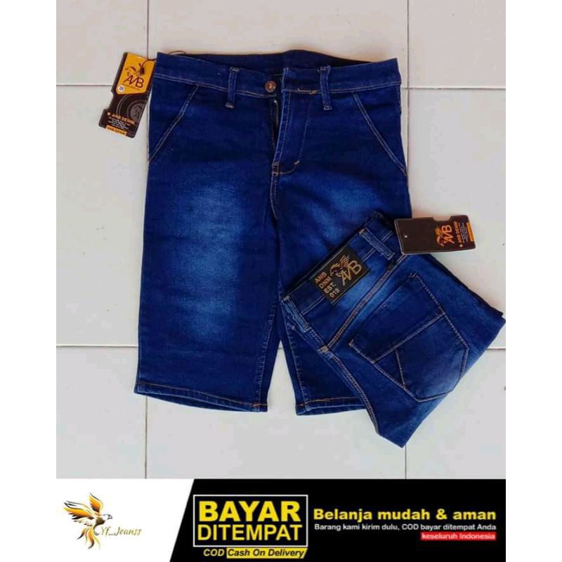 JEANS PENDEK 49RIBU /KAIN MELAR/PINGGANG KARET/DEWASA