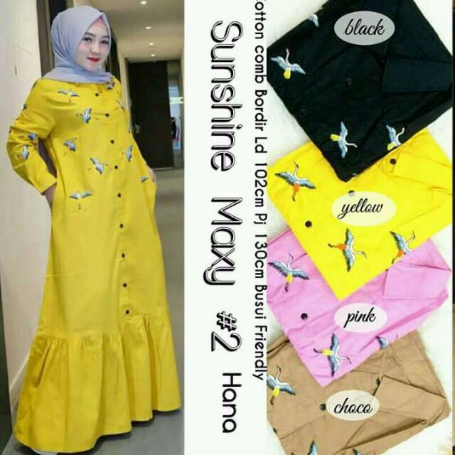 Sunshine maxi dress rempel/gamis kemeja rempel