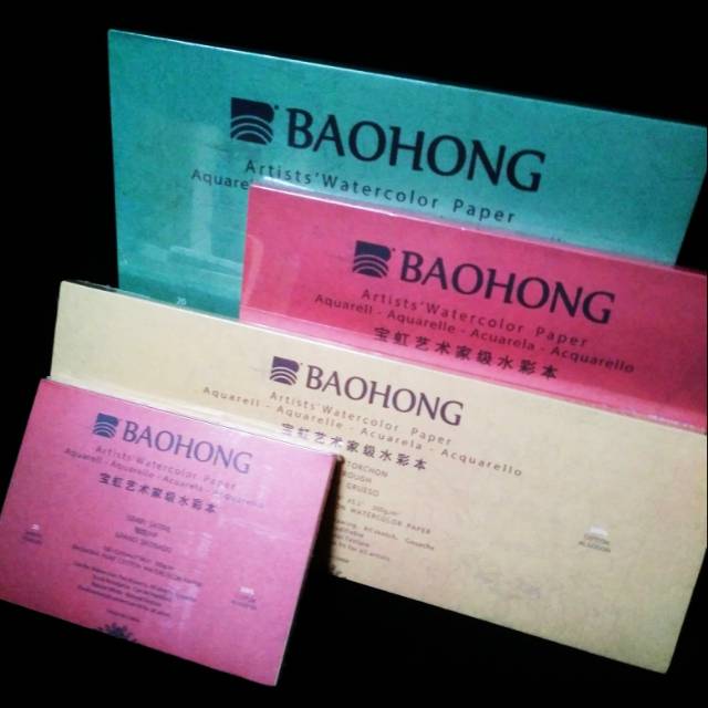 

26x18cm Baohong Artists' Watercolor Paper Pad HP/CP/Rough 300gsm isi 20 lembar