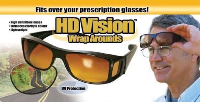 Kacamata HD vision wrap arounds isi 2 pc (hitam/coklat)