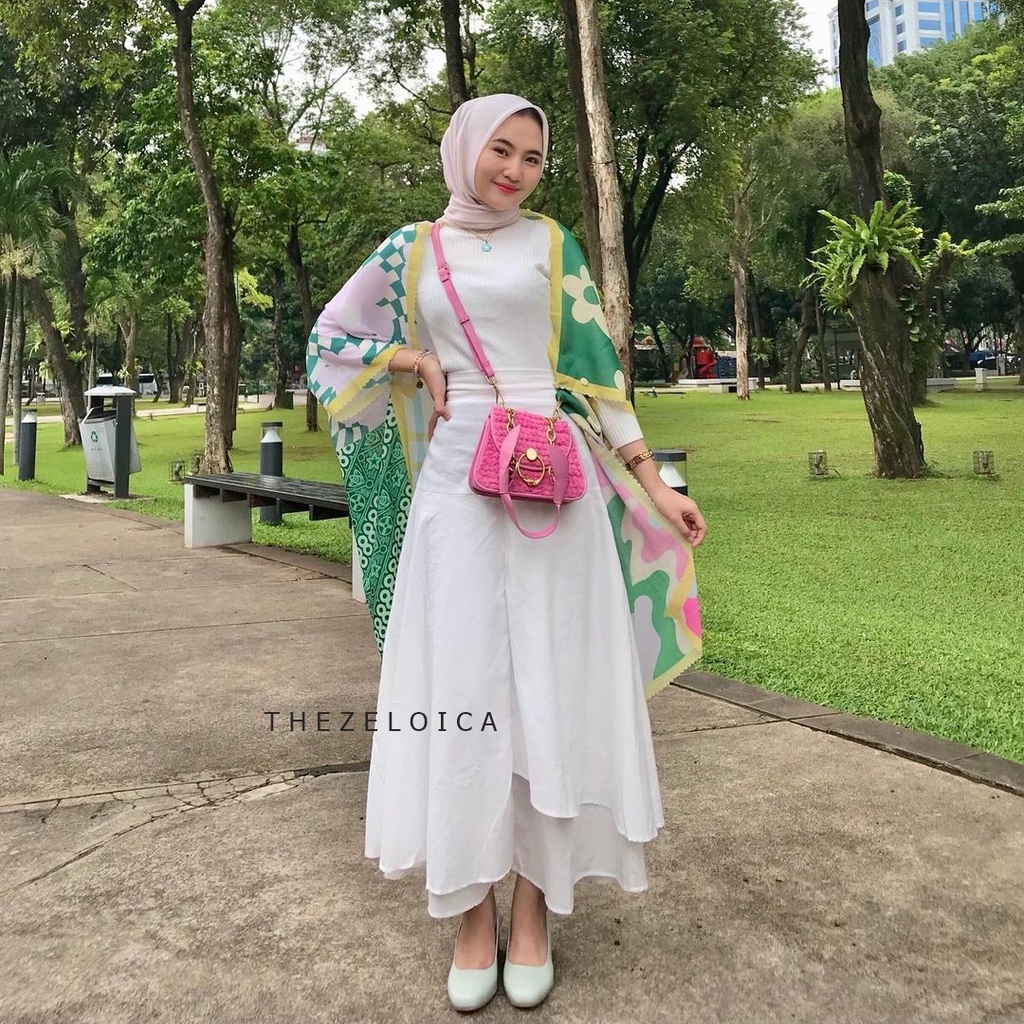 Zelonica Monalica  skirt rok susun Bahan Katun linen