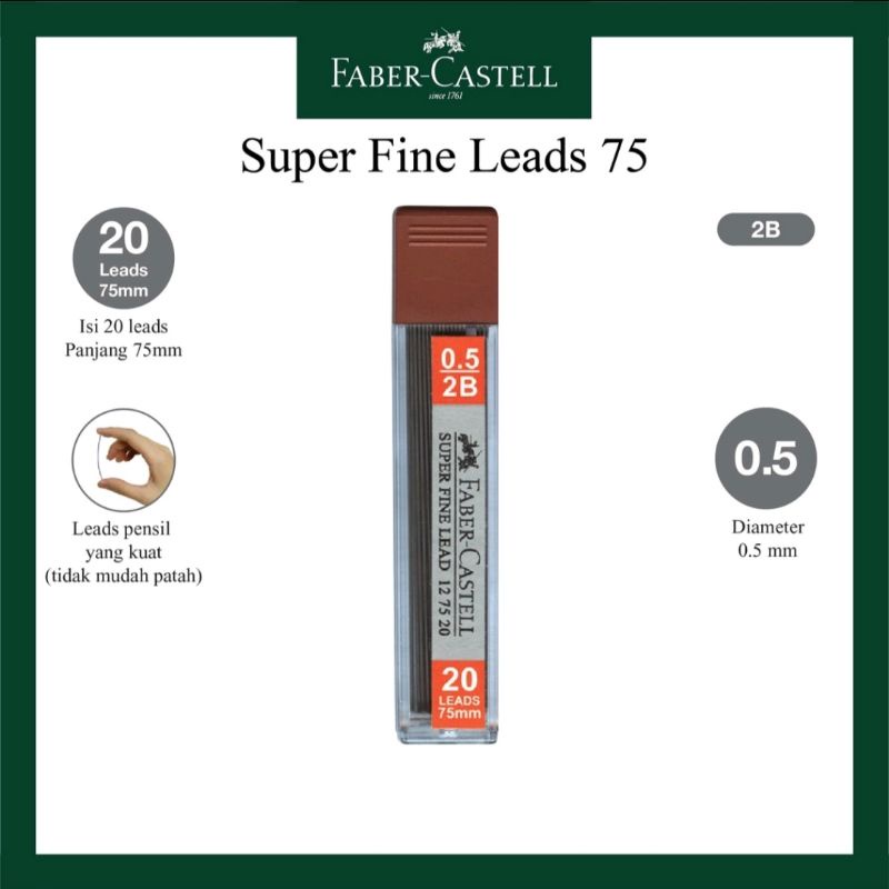 

Refill Isi Pensil Mekanik 2B Lead Faber Castell 0.5 mm 75 mm