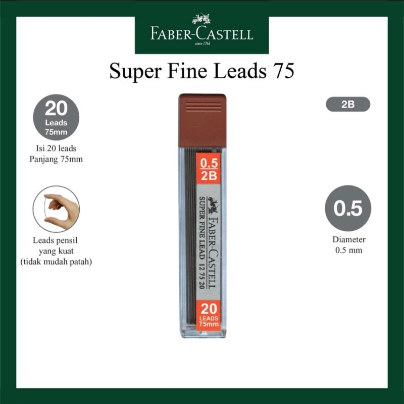 Refill Isi Pensil Mekanik 2B Lead Faber Castell 0.5 mm 75 mm