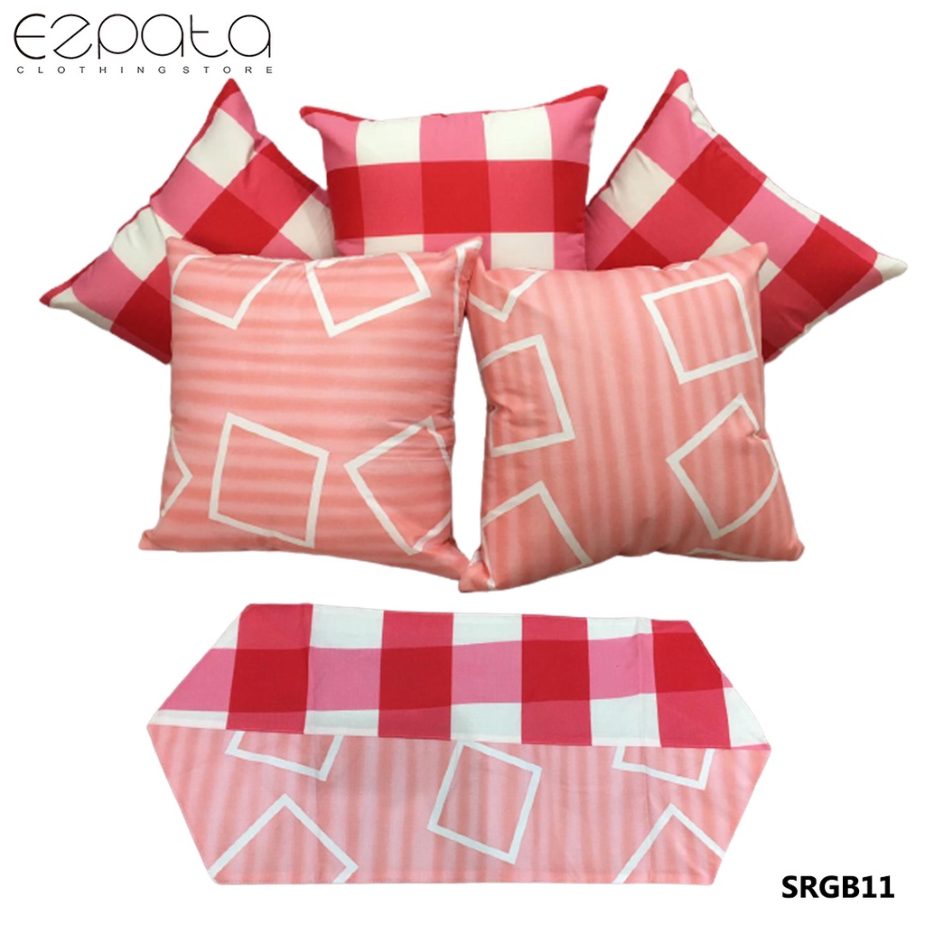 1 set ( 5 Sarung Bantal + Taplak Meja) Sarung Bantal Sofa Minimalis Aesthetic Motif Kombinasi