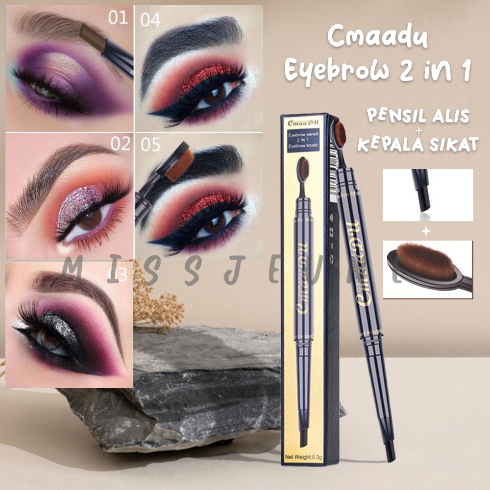 NEW ITEM! COD! CMAADU Eyebrow Pensil Alis Pencil 2 IN 1 Eyebrow dan Brush 2 Sisi