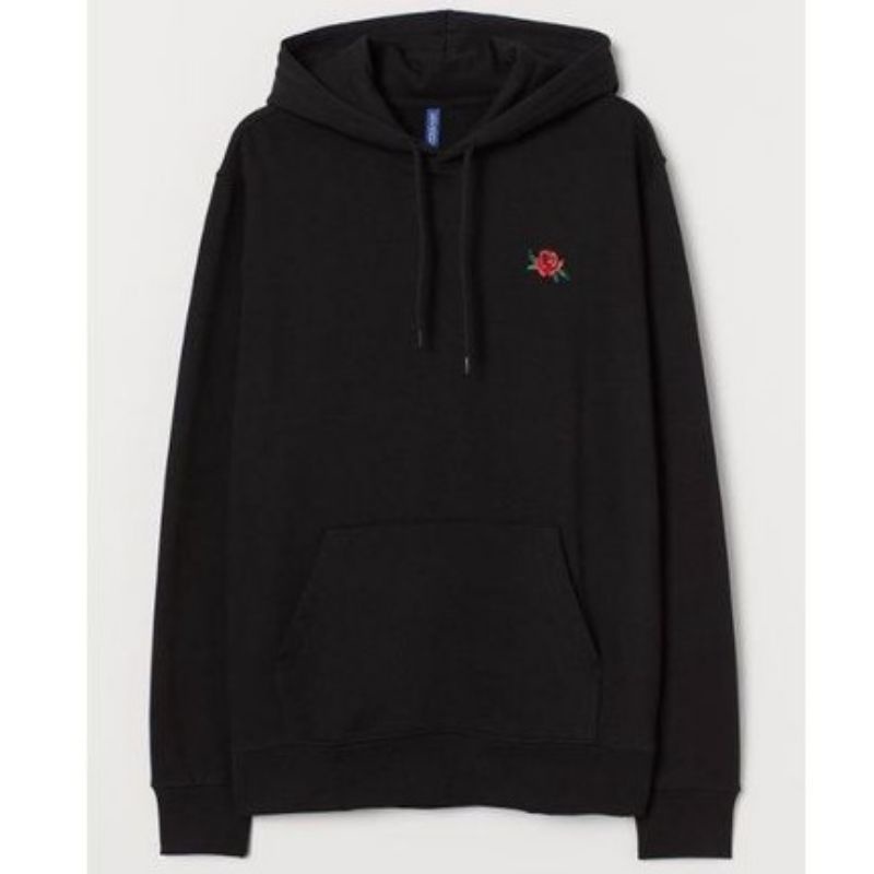 Hoodie h&m hnm Rose Black Bordir