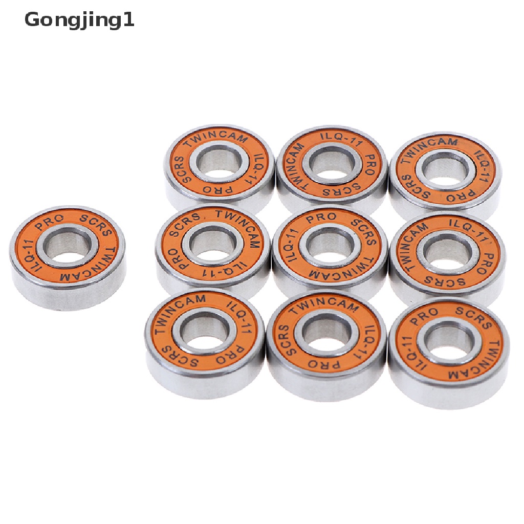 Gongjing1 10pcs Bearing Bahan Stainless Steel Untuk Roda Skateboard / Skuter / Roller Skate