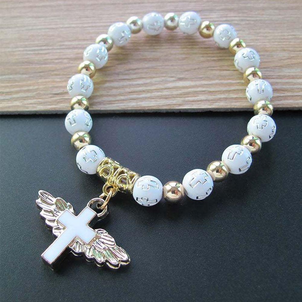 Lily Cross Bead Gelang Wanita Bronzing Akrilik Charm Bracelet