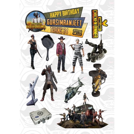 Topper cake PUBG / baner kue ultah