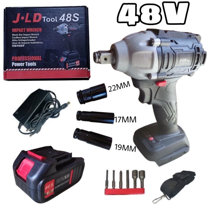 MESIN BOR TANGAN / JLD 48S CORDLESS IMPACT WRENCH BRUSHLESS / Cordless Impact Wrench 48V Brushless JLD 48S Mesin Bor Impact Baut Baterai 48volt