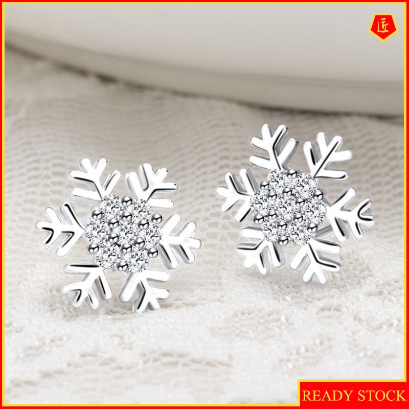 [Ready Stock]S925 Silver Sweet Cute Snowflake Ear Stud