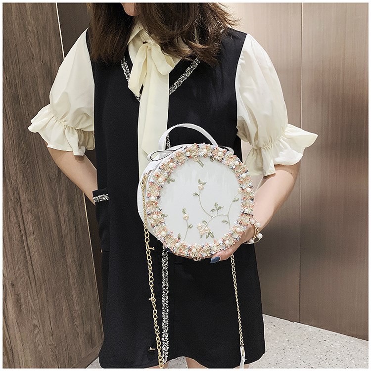 Tas Selempang Bulat Model Lace High Quality - Tas Fashion Korea Import Terbaru Kekinian TB03