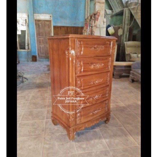 Nakas lemari kecil laci - Drawer ukir kayu jati