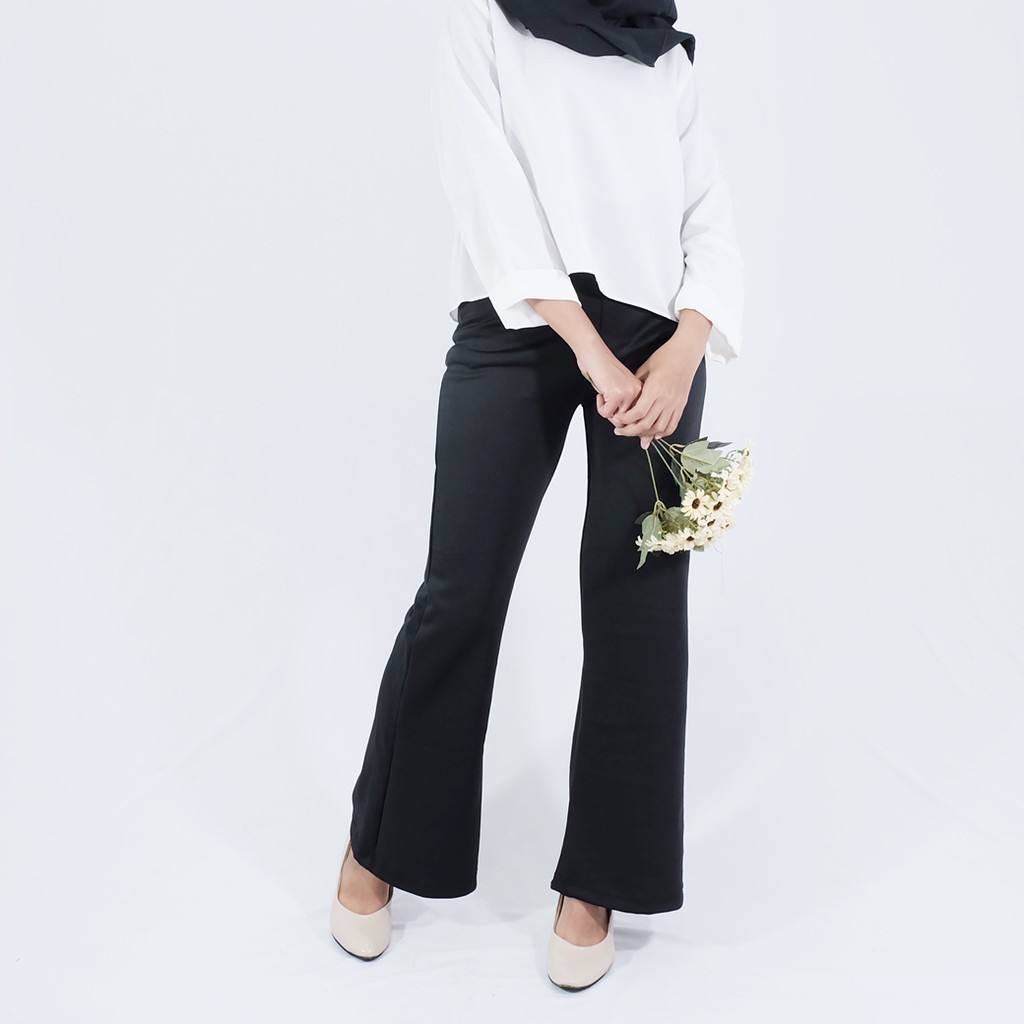 celana wanita cutbray muslimah kekinian hitam & putih murah berkualitas premium