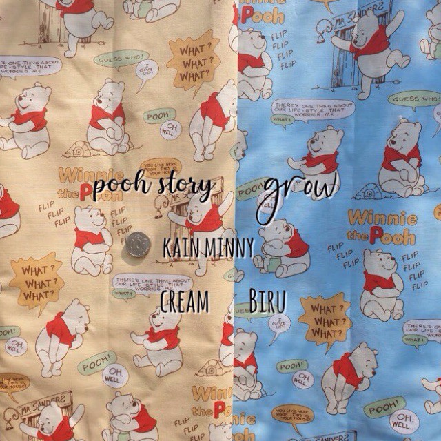 Pooh Story - Kain Sprei Katun Lokal Meteran Grow