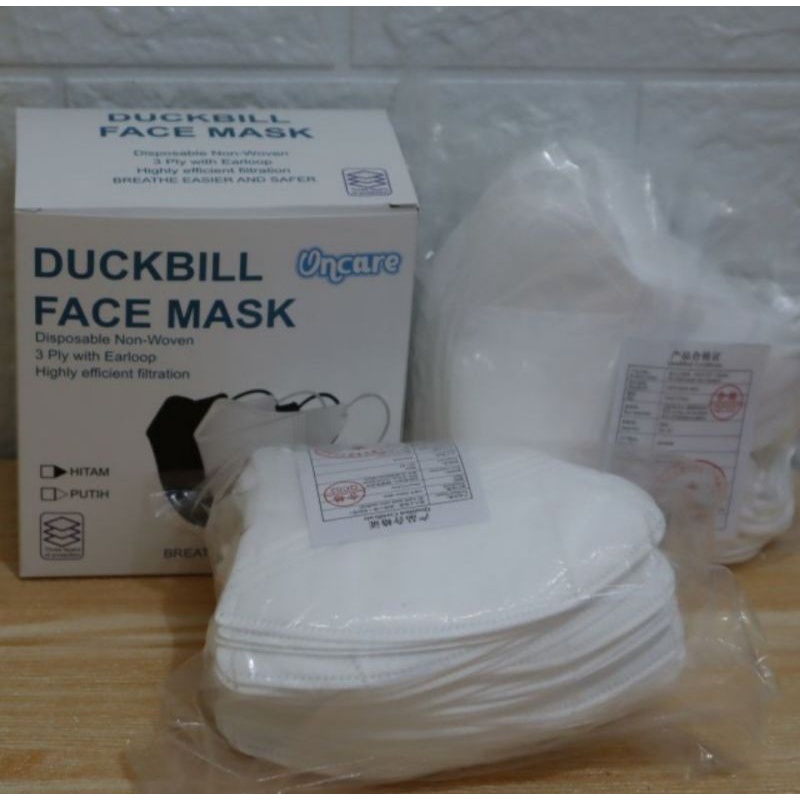 Masker duckbill putih garis isi 50 pcs