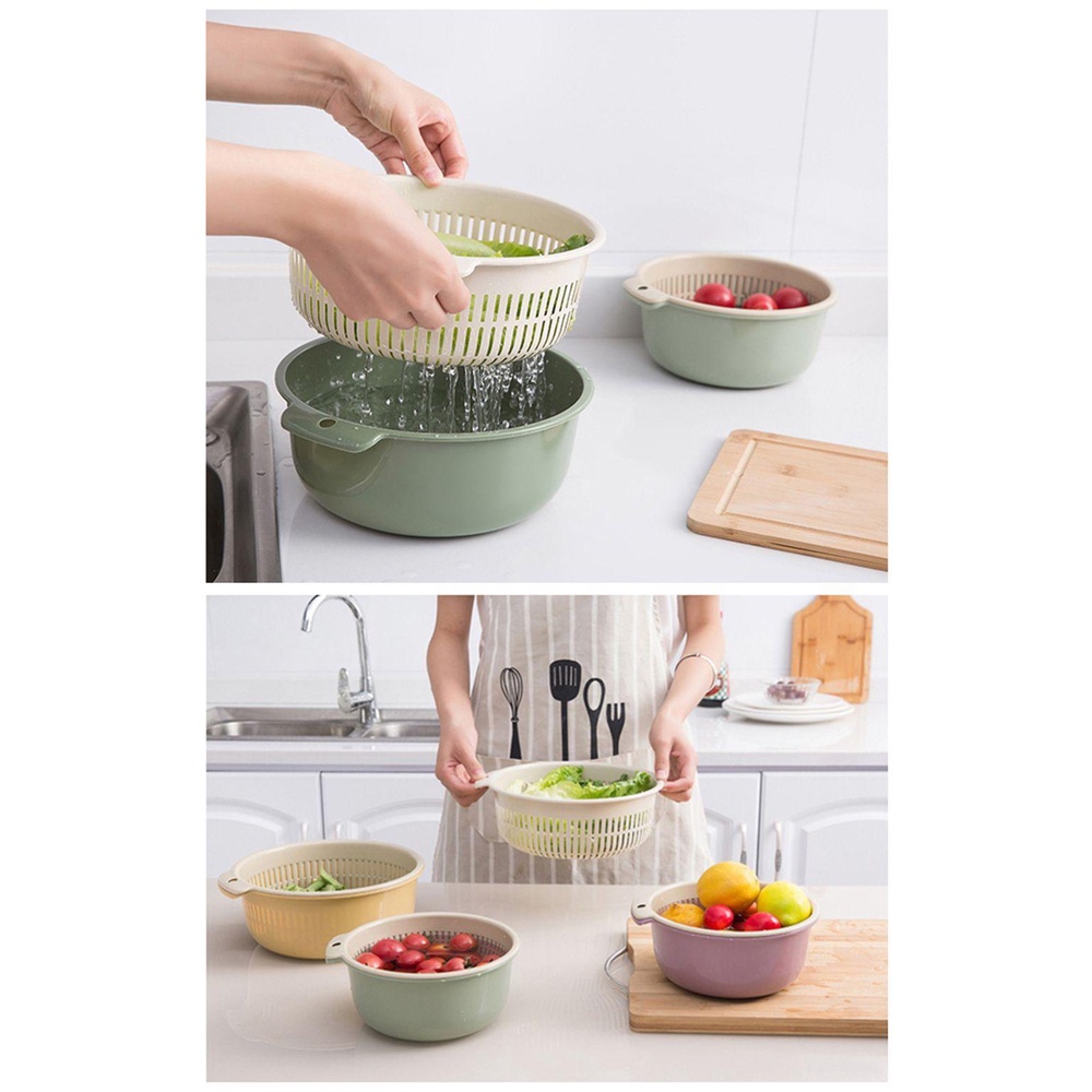 Pineapple Kitchen Basket Storage Fresh Vegetable Alat Dapur Keranjang Sayur Double Layer