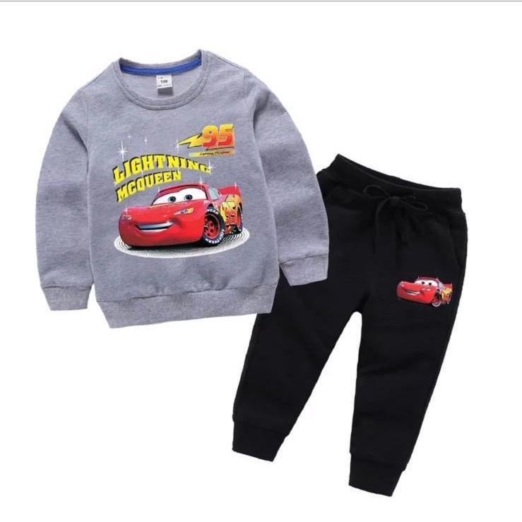 SETELAN SWEATER JOGER ANAK TERBARU TERMURAN MOTIF MCQUEEN 95 UNTUK 1-5 TAHUN