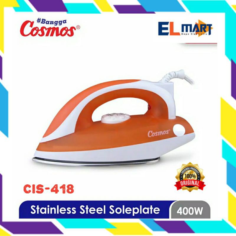 Cosmos setrika listrik stainless CIS418 - CIS 418 gosokan  anti lengket