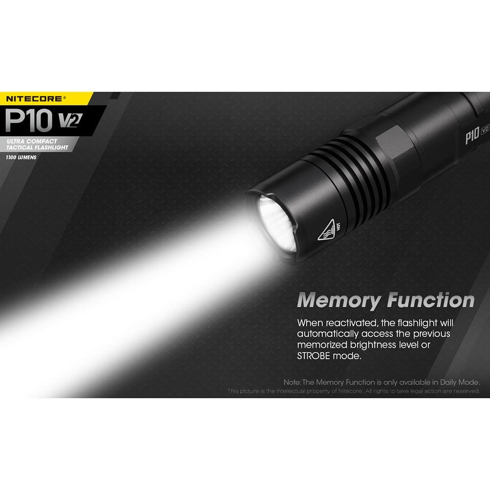 NITECORE P10 V2 Senter LED CREE XP-L2 V6 1100 Lumens - Black
