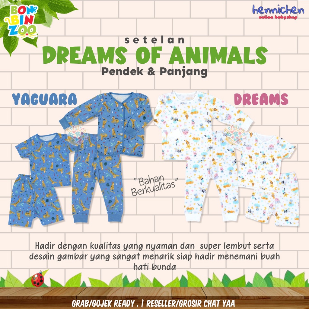 MOTIF TERBARU BONBINZOO SETELAN DREAMS OF ANIMALS BAJU PENDEK ANAK CELANA PENDEK ANAK MOTIF TERBARU 0 - 12BULAN